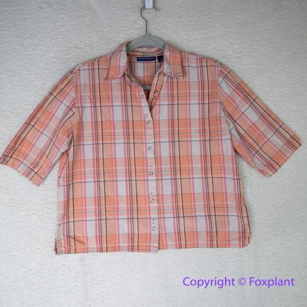 Montana Blues short sleeve coral blush sanp button down shirt,‎ women size M